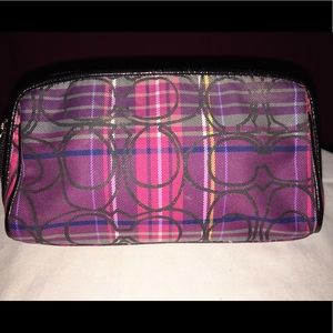 🔴 Coach Pink Tartan Cosmetic Case